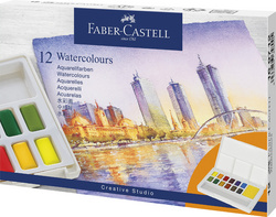 Faber-Castell aquarelverf in napjes, 36 kleuren, afneembaar palet, inclusief watertankpenseel