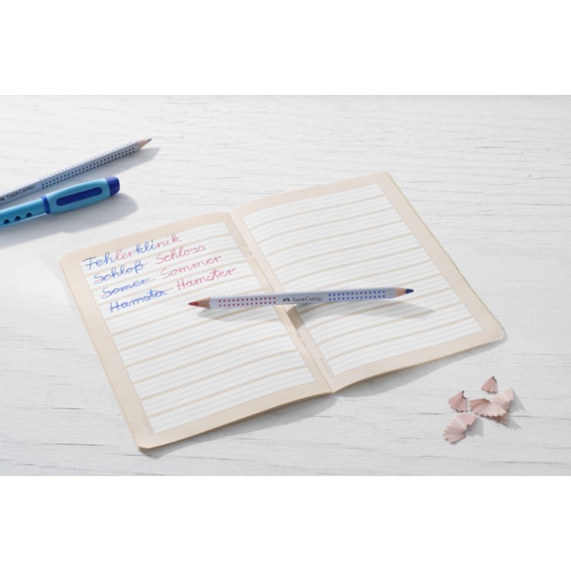 Faber-Castell Jumbo GRIP crayon de couleur ergonomique bicolore, rouge et bleu, 2 pièces