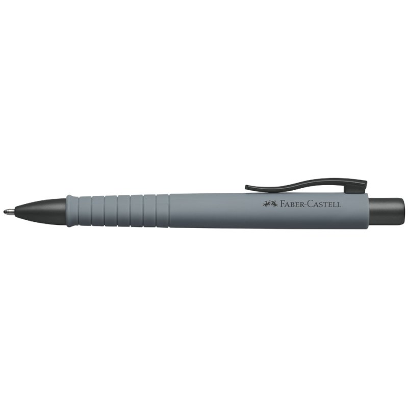 Faber-Castell stylo à bille POLY BALL XB, gris pierre, 0,6 mm, bleu