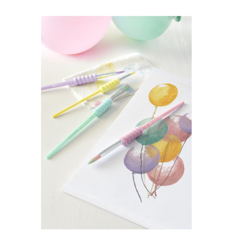 Faber-Castell pastel watercolour brush set, synthetic bristles, soft-touch grip, 4 pieces
