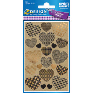 AVERY Zweckform hart-stickers, kraftpapier met goudfolie, permanent, 42 stuks