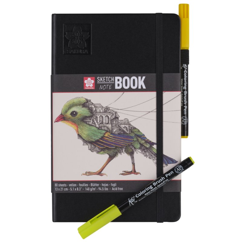 Sakura carnet de croquis, 90×140 mm, couverture rigide noire, 80 feuilles