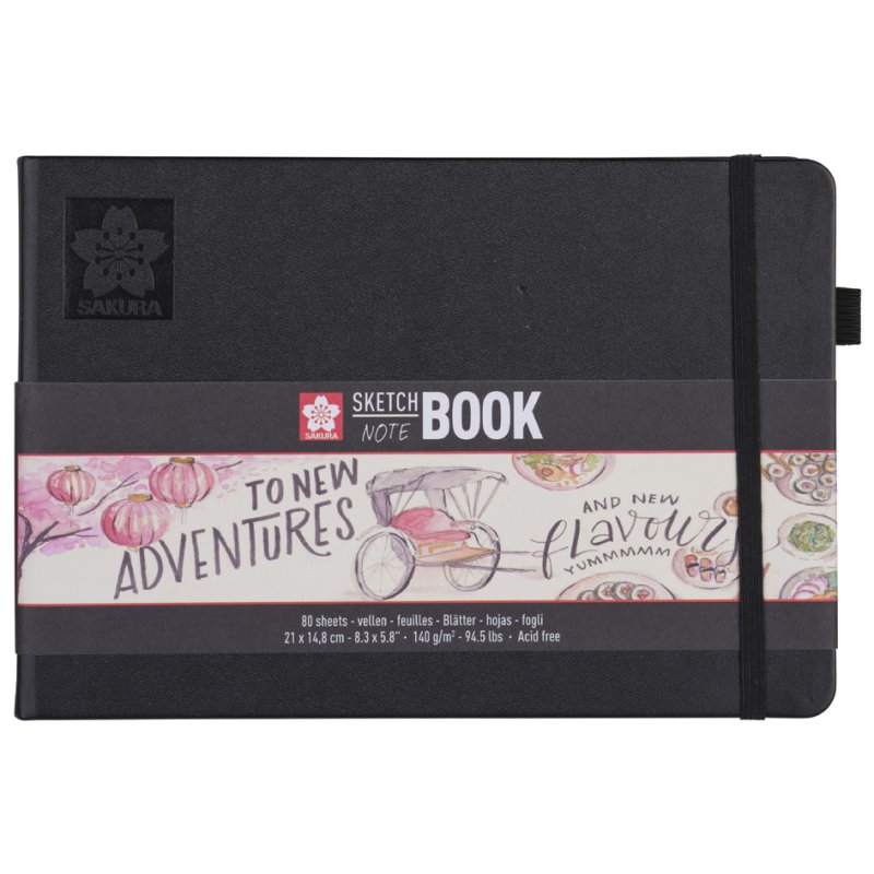 Sakura carnet de croquis, 90×140 mm, couverture rigide noire, 80 feuilles