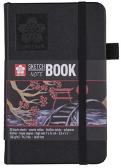 SAKURA schetsboek, zwart papier, 120×120 mm, hardcover