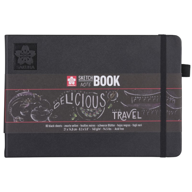 SAKURA carnet de croquis, 210 × 297 mm, noir, 80 feuilles