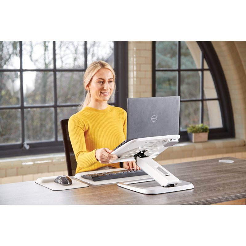 Fellowes support pour ordinateur portable Hana Series, blanc, jusqu'à 19 pouces, bras à gaz