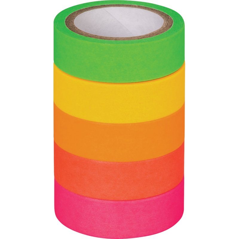 HEYDA decoratief plakband Neon Regenboog, mat, 12 mm × 5 m, 5 rollen