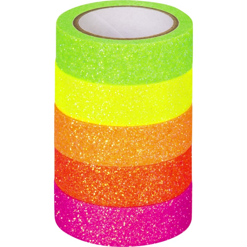 HEYDA decoratief plakband Neon Regenboog, mat, 12 mm × 5 m, 5 rollen