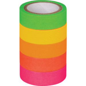 HEYDA decoratief plakband Neon Regenboog, mat, 12 mm × 5 m, 5 rollen