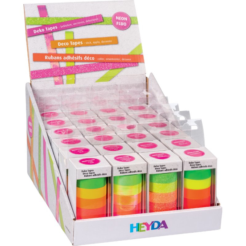 HEYDA decoratieve plakband Neon Regenboog, theekundisplay, 24 sets à 5 rollen