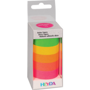 HEYDA decoratieve plakband Neon Regenboog, theekundisplay, 24 sets à 5 rollen
