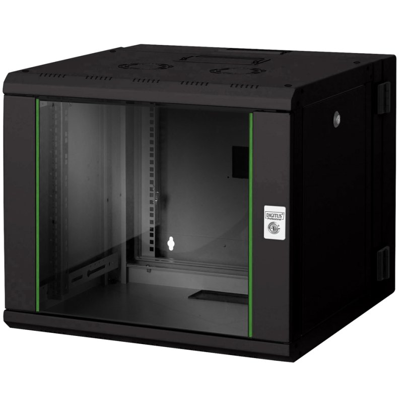 DIGITUS 19" wandverdeler, 9 HE, afsluitbaar, zwart