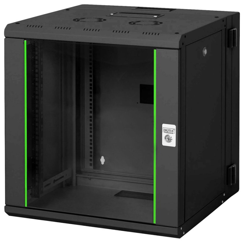 DIGITUS Armoire murale 19 pouces, 12 U, pivotante, noir