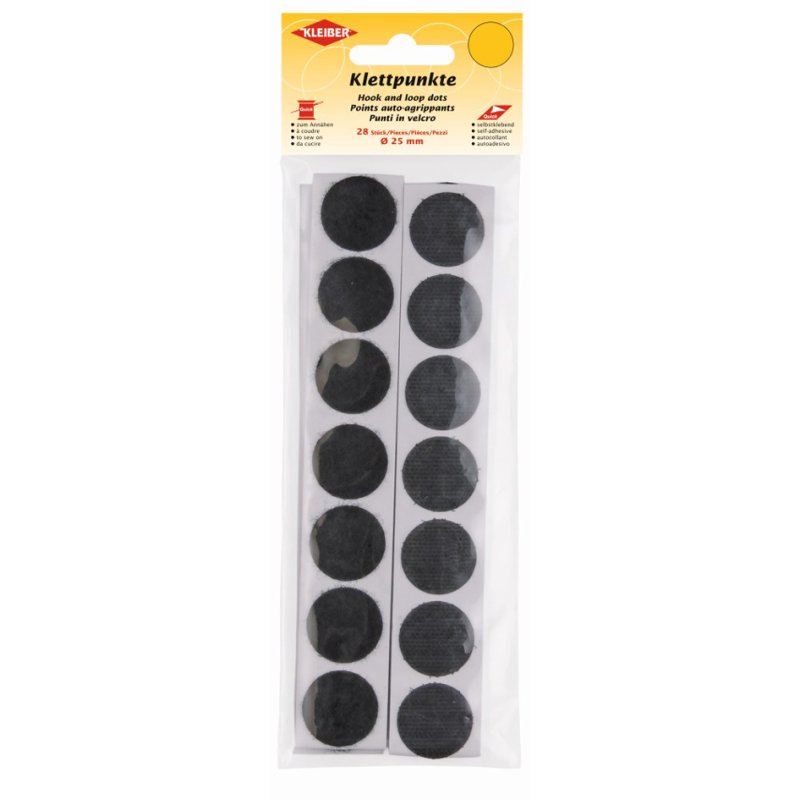 KLEIBER pastilles auto-agrippantes, noir, diamètre 25 mm, 28 pièces