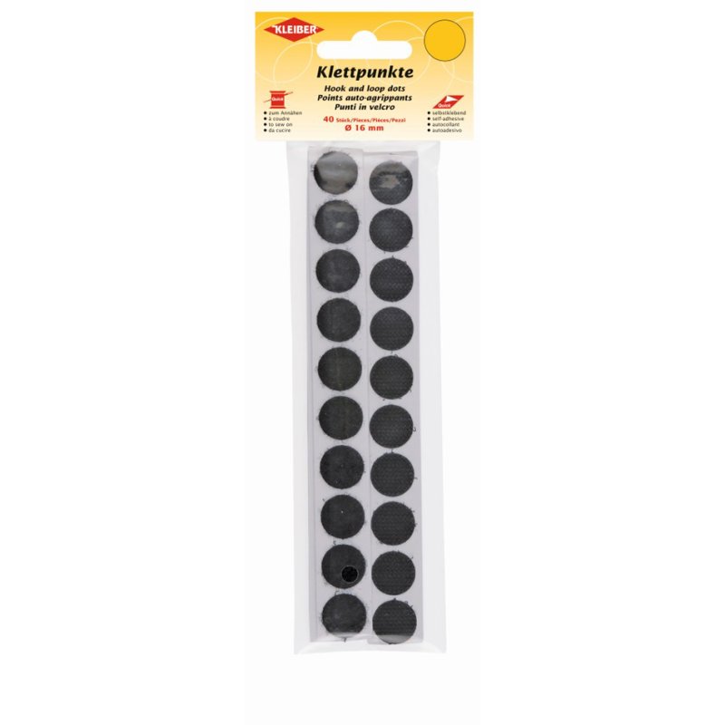 KLEIBER pastilles auto-agrippantes, noir, diamètre 25 mm, 28 pièces