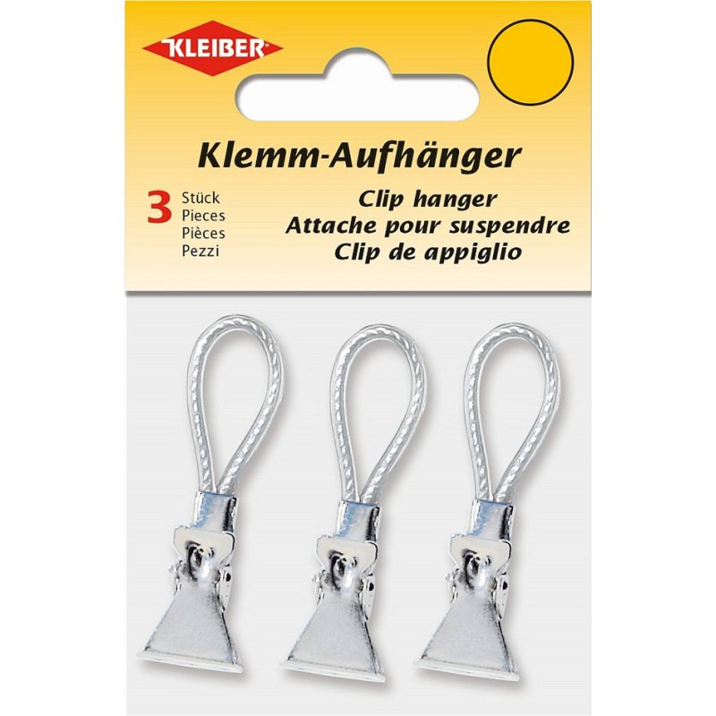 KLEIBER ophangers met knijpklem, wit, 15×50 mm, 3 stuks