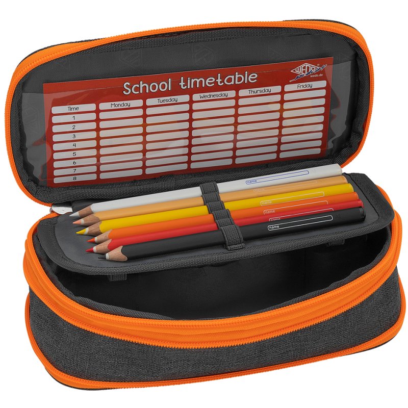 WEDO étui à crayons NEON Stretch, orange fluo, avec compartiment intérieur