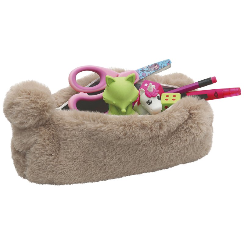 WEDO pluchen pennenetui FLUFFY, blauwgrijs, 245×115×40 mm