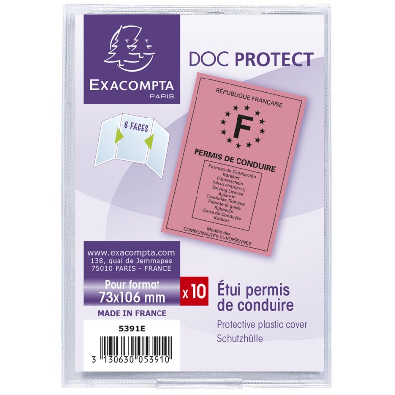 EXACOMPTA pasjeshoezen, PVC 3-voudig, 0,20 mm, 73×107 mm, 10 stuks