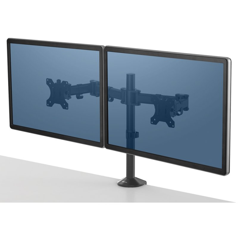 Fellowes Reflex dubbele monitorarm, zwart, tot 27 inch, 8 kg draagkracht