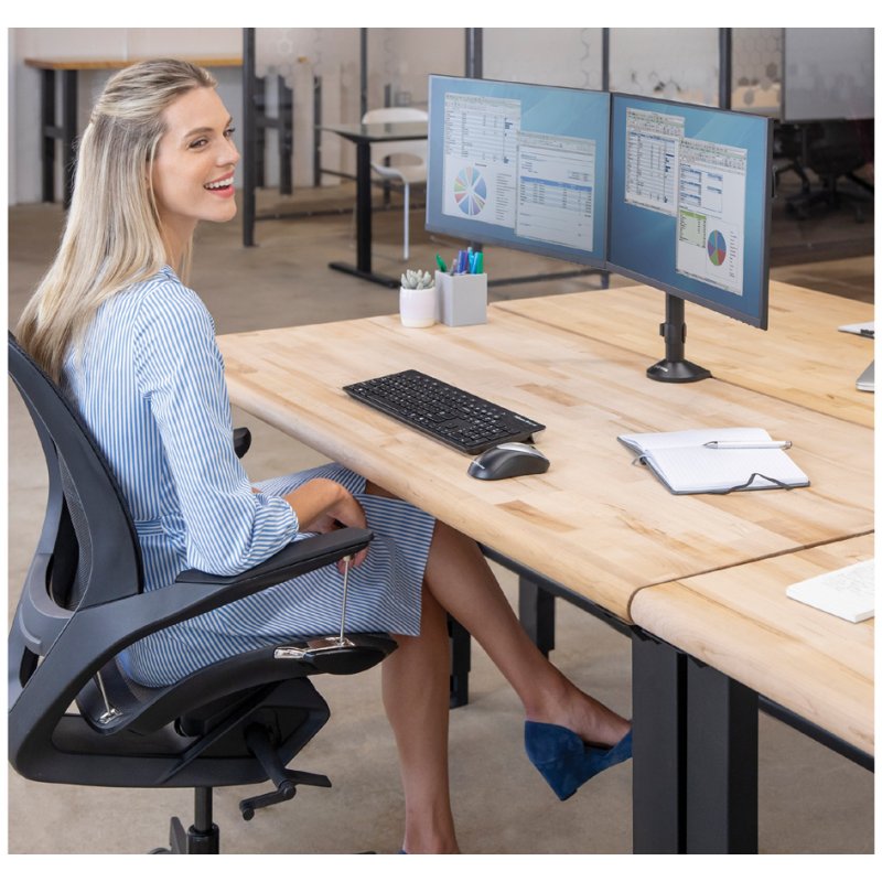 Fellowes Reflex dubbele monitorarm, zwart, tot 27 inch, 8 kg draagkracht