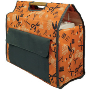 KLEIBER naaimachinetas, oranje/grijs, 43×21×41 cm, gepolsterd