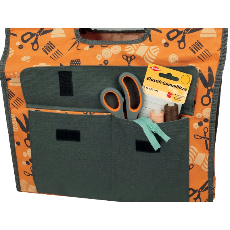KLEIBER housse machine à coudre, orange/gris, 43×21×41 cm, matelassée
