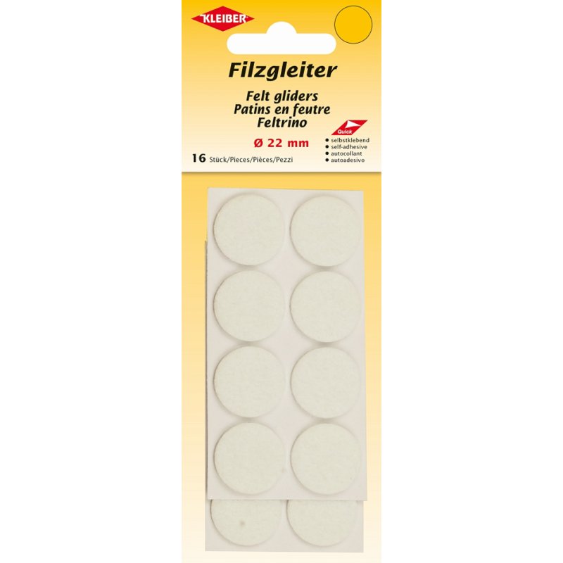 KLEIBER patins en feutre, auto-adhésifs, diamètre 28 mm, blanc