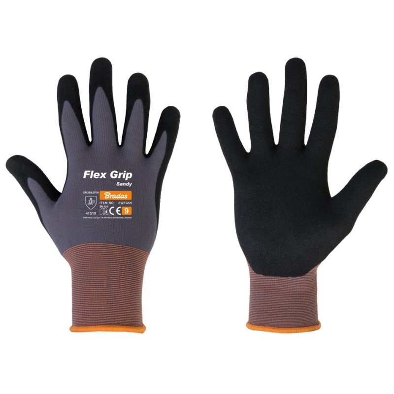 Bradas gant de travail Flex Grip Sandy, noir/gris, taille M