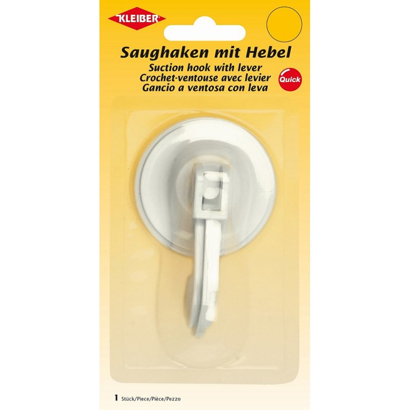 KLEIBER zuighaak kunststof, wit, hendelfunctie, 60 mm