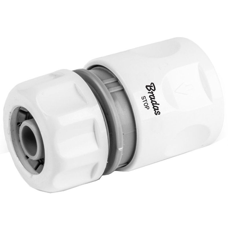 Bradas slangkoppeling WHITE LINE met waterstop, 1/2 inch, wit, hoogwaardig PVC