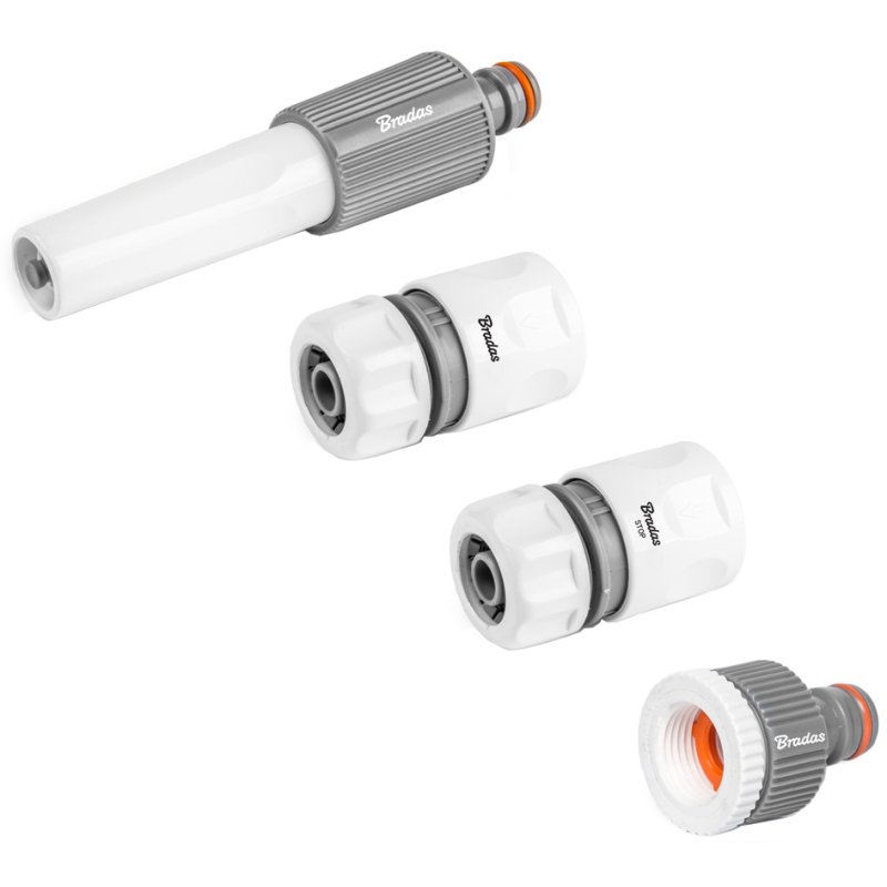Bradas sproeikopset WHITE LINE, 1/2", grijs/wit, 4-delig
