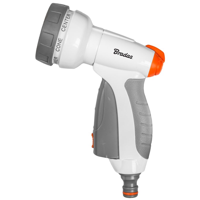 Bradas pistolet de jardin WATER CLICK, 7 fonctions de pulvérisation, gris/blanc/orange
