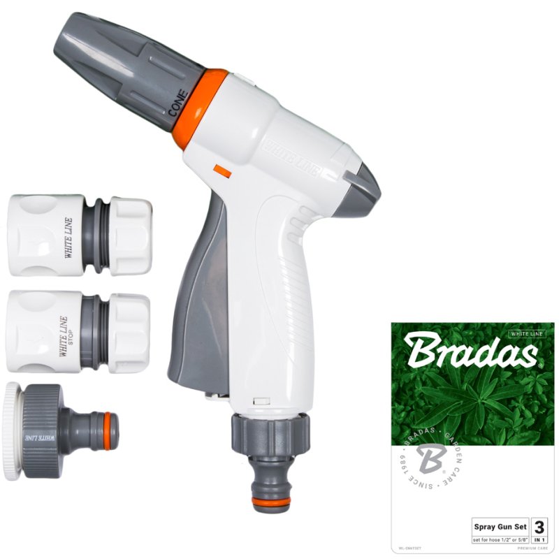 Bradas ensemble pistolet de pulvérisation QUICK PROSTY, 4 pièces, gris/orange/blanc