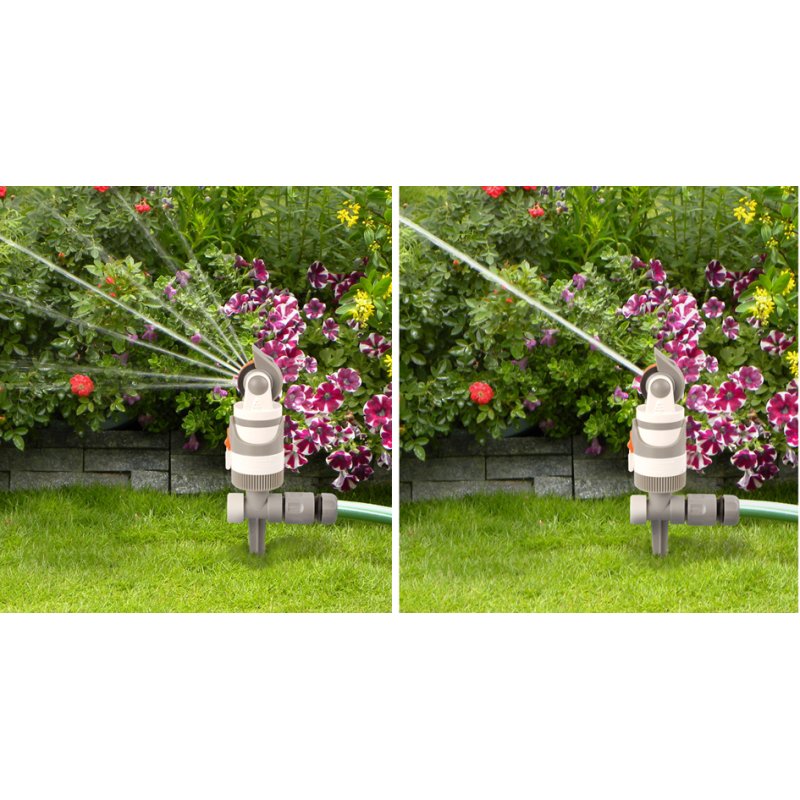Bradas arroseur circulaire WHITE LINE, 4 fonctions, piquet sol, 21 m diamètre