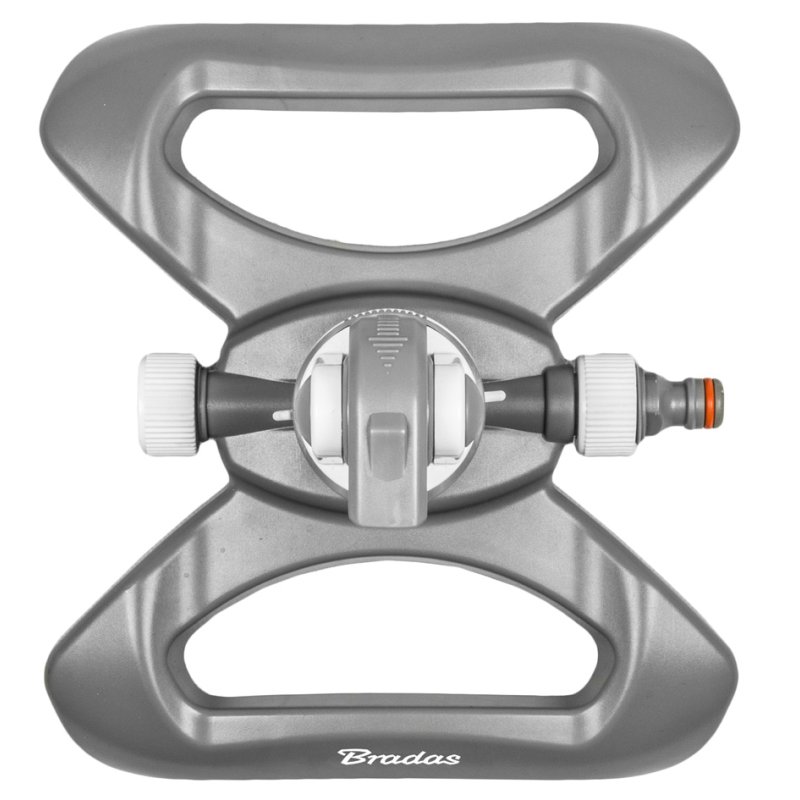 Bradas WHITE LINE circular sprinkler, grey/white/orange, stand base, 4 functions, 350 m²