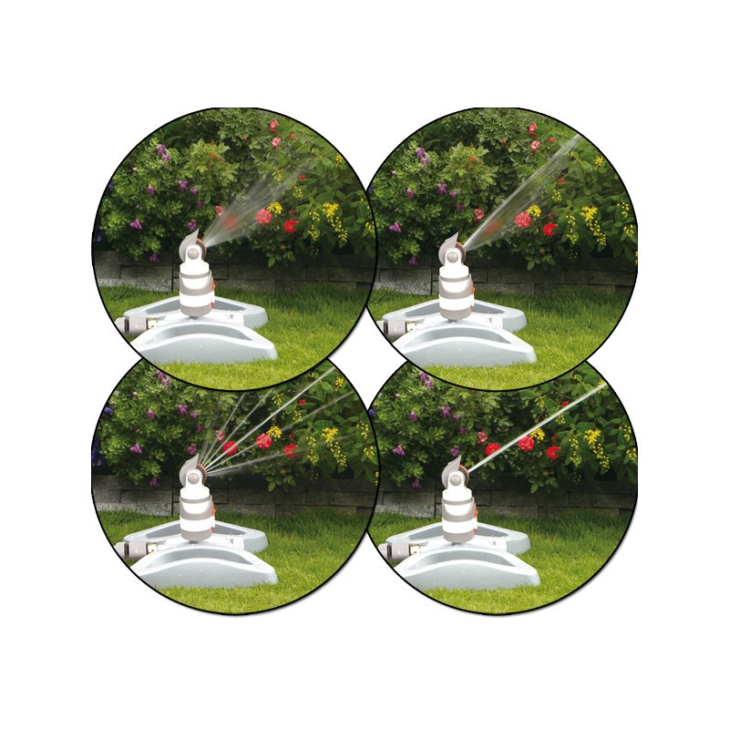 Bradas WHITE LINE circular sprinkler, grey/white/orange, stand base, 4 functions, 350 m²