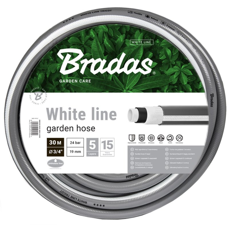Bradas tuinslang WHITE LINE, 3/4 inch, zilver/wit, 30 meter