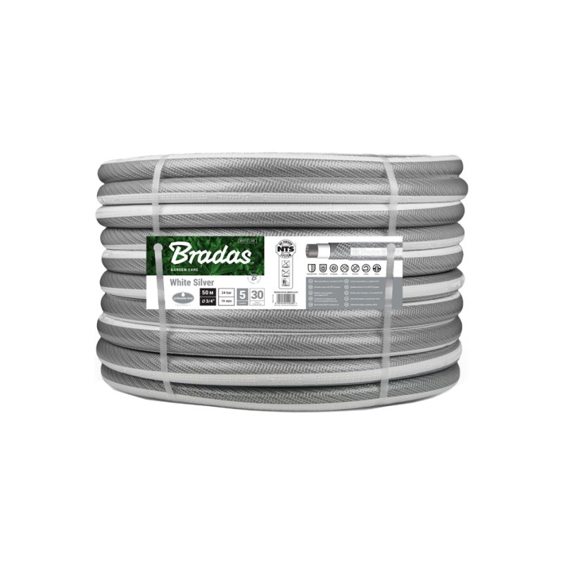 Bradas tuinslang NTS, wit/zilver, 3/4 inch, 30 meter