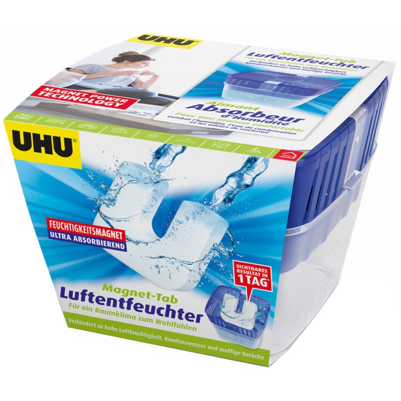 UHU dehumidifier moisture absorber, refillable, 2 x 450 g