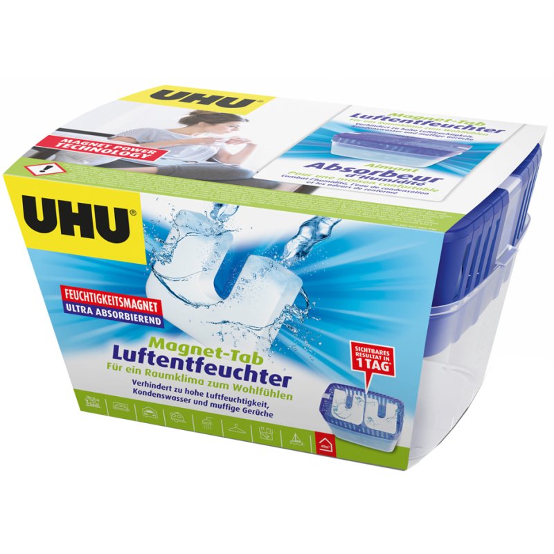 UHU dehumidifier moisture absorber, refillable, 2 x 450 g