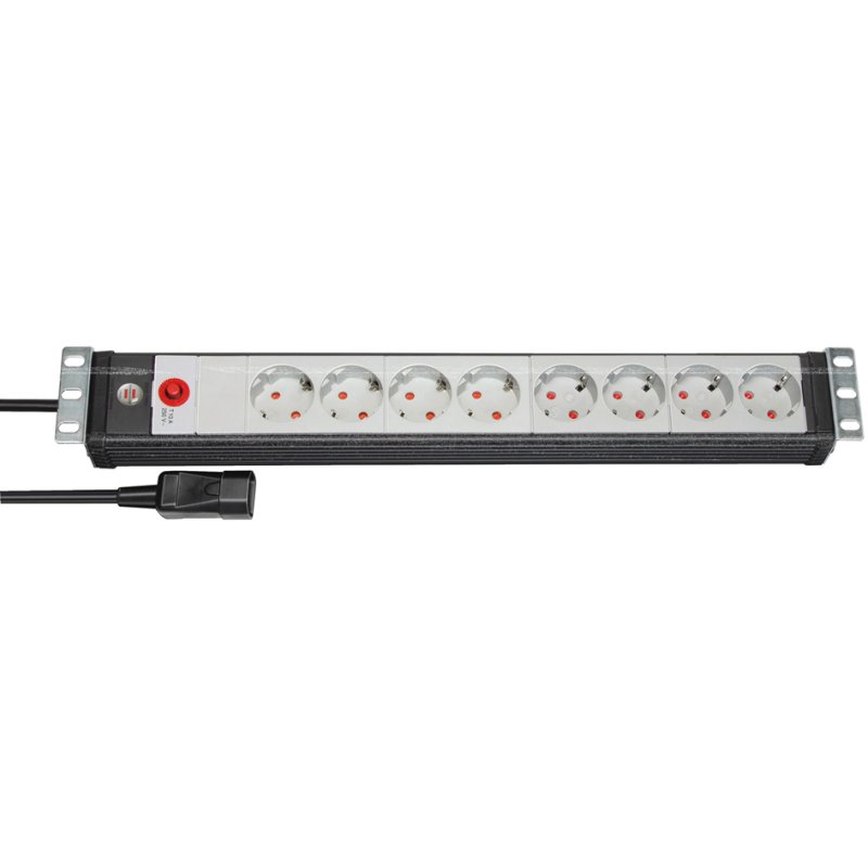 brennenstuhl 19 inch stekkerdoos Premium-Line, 8-voudig, lichtgrijs/zwart, 3 m kabel