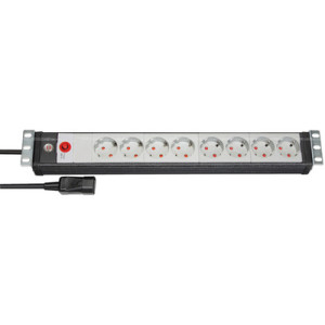 brennenstuhl 19 inch stekkerdoos Premium-Line, 8-voudig, lichtgrijs/zwart, 3 m kabel