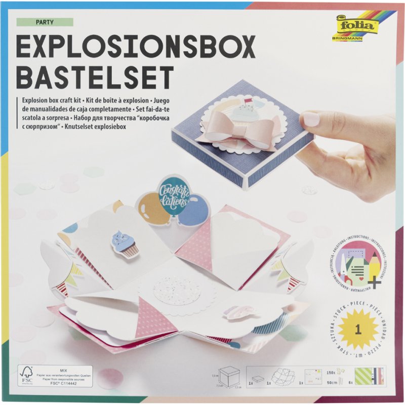 folia Explosiedoos knutselset Happy Birthday, compleet, voorgestanst