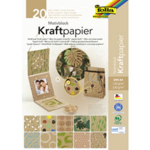 folia motivblok Kraftpapier A4, 20 vel, gemengde motieven