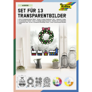 folia winterse raamversiering knutselset, 250 × 350 mm, 13 motieven