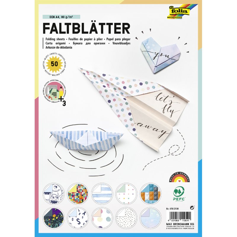folia vouwpapier met motief, A4, 10 motieven gesorteerd, 50 vel