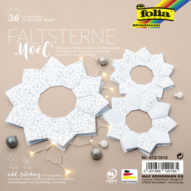 folia vouwsterren set Noel, Meissner techniek, verschillende motieven, inclusief instructies