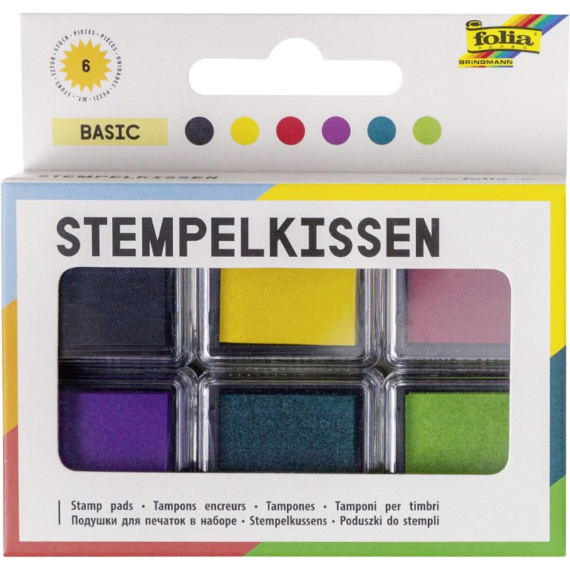 folia stempelkussen set, metallic, 6 kleuren, sneldrogend