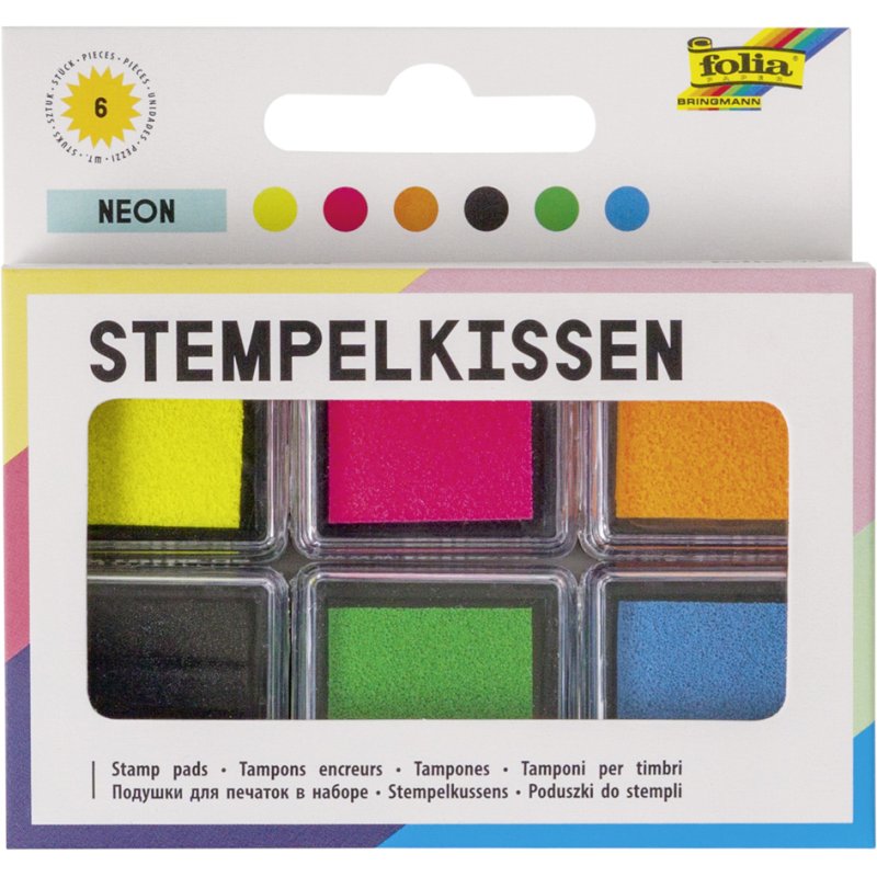 folia stempelkussen set, metallic, 6 kleuren, sneldrogend